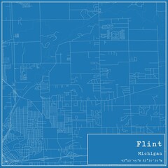 Fototapeta premium Blueprint US city map of Flint, Michigan.