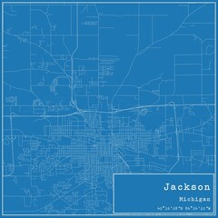 Blueprint US city map of Jackson, Michigan.
