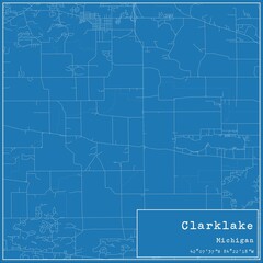 Blueprint US city map of Clarklake, Michigan.