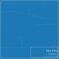 Blueprint US city map of Lacota, Michigan.