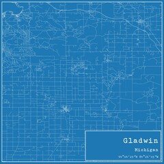 Blueprint US city map of Gladwin, Michigan.