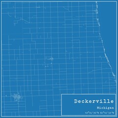 Blueprint US city map of Deckerville, Michigan.