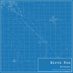 Blueprint US city map of Birch Run, Michigan.