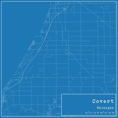 Blueprint US city map of Covert, Michigan.