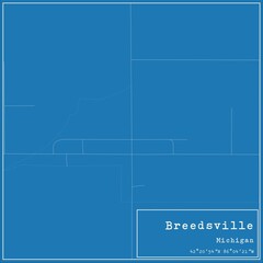 Blueprint US city map of Breedsville, Michigan.
