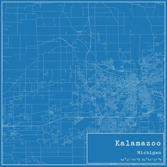 Blueprint US city map of Kalamazoo, Michigan.