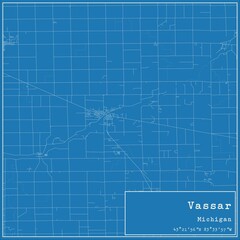 Blueprint US city map of Vassar, Michigan.