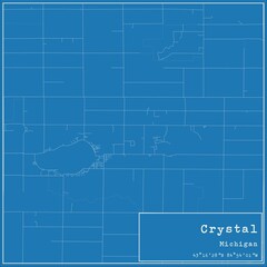 Blueprint US city map of Crystal, Michigan.