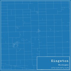 Blueprint US city map of Kingston, Michigan.