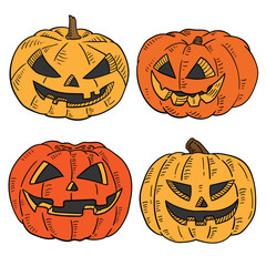Happy Halloween collection pumpkins. 