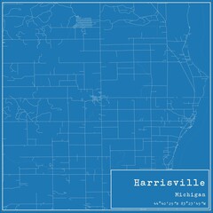 Blueprint US city map of Harrisville, Michigan.