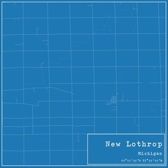 Blueprint US city map of New Lothrop, Michigan.