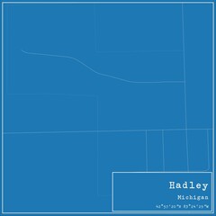 Blueprint US city map of Hadley, Michigan.