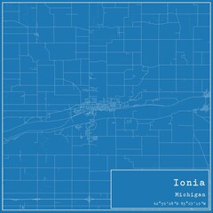 Blueprint US city map of Ionia, Michigan.