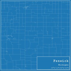 Blueprint US city map of Fenwick, Michigan.