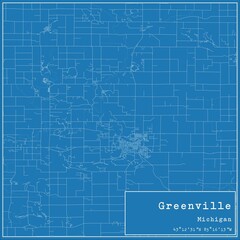 Blueprint US city map of Greenville, Michigan.