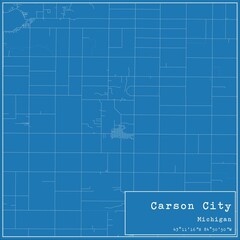 Blueprint US city map of Carson City, Michigan.