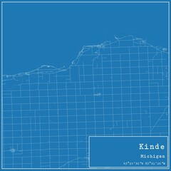 Blueprint US city map of Kinde, Michigan.