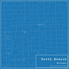 Blueprint US city map of North Branch, Michigan.