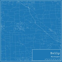 Blueprint US city map of Holly, Michigan.