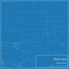 Fototapeta premium Blueprint US city map of Oxford, Michigan.