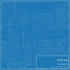 Blueprint US city map of Utica, Michigan.