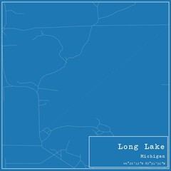 Blueprint US city map of Long Lake, Michigan.