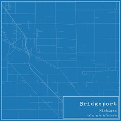 Fototapeta premium Blueprint US city map of Bridgeport, Michigan.