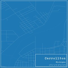 Blueprint US city map of Carrollton, Michigan.