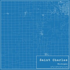Blueprint US city map of Saint Charles, Michigan.