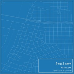 Obraz premium Blueprint US city map of Saginaw, Michigan.
