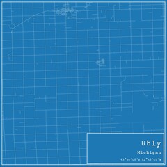 Blueprint US city map of Ubly, Michigan.