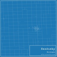 Blueprint US city map of Sandusky, Michigan.
