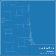 Blueprint US city map of Lexington, Michigan.