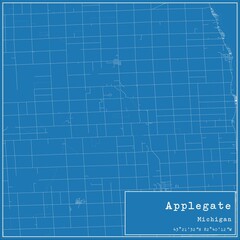 Blueprint US city map of Applegate, Michigan.