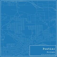 Obraz premium Blueprint US city map of Pontiac, Michigan.