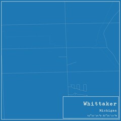 Blueprint US city map of Whittaker, Michigan.