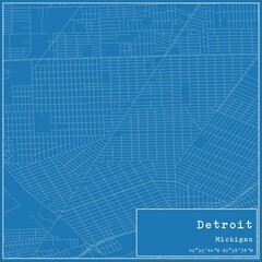 Blueprint US city map of Detroit, Michigan.