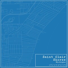 Blueprint US city map of Saint Clair Shores, Michigan.