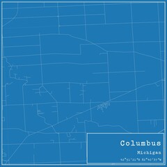 Blueprint US city map of Columbus, Michigan.