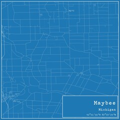 Blueprint US city map of Maybee, Michigan.