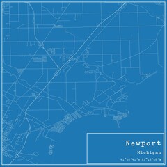 Blueprint US city map of Newport, Michigan.