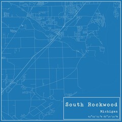 Blueprint US city map of South Rockwood, Michigan.