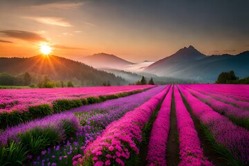 Fototapeta na wymiar lavender field in the morning