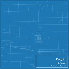 Blueprint US city map of Capac, Michigan.
