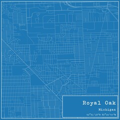 Blueprint US city map of Royal Oak, Michigan.