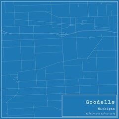 Blueprint US city map of Goodells, Michigan.