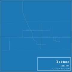 Blueprint US city map of Yeoman, Indiana.
