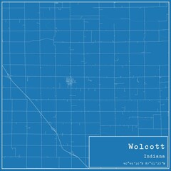 Blueprint US city map of Wolcott, Indiana.