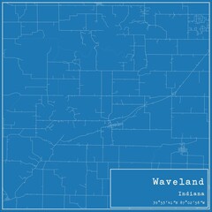 Blueprint US city map of Waveland, Indiana.